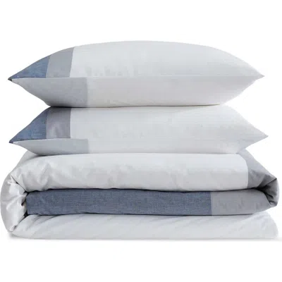 Calvin Klein Chambray Handkerchief Cotton Blend Comforter & Shams Set In Gray