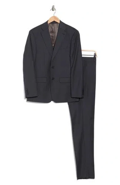 Calvin Klein Charcoal Bird's Eye Slim Fit Wool Blend Suit In Black