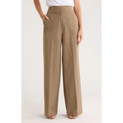 Calvin Klein Check Straight Leg Pants In Neutral