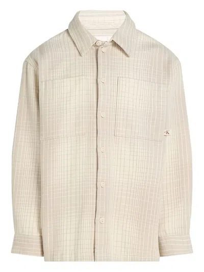Calvin Klein Kids' Checked Pocket Shirt In Neutral