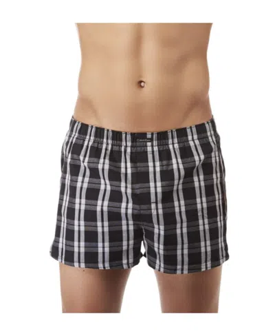 Calvin Klein Checkered Plain Shorts In Black