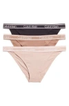 Calvin Klein Cheeky String Bikini Panties In Black/fresh/cafe