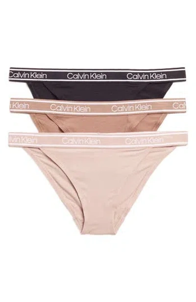 Calvin Klein Cheeky String Bikini Panties In Black/fresh/cafe