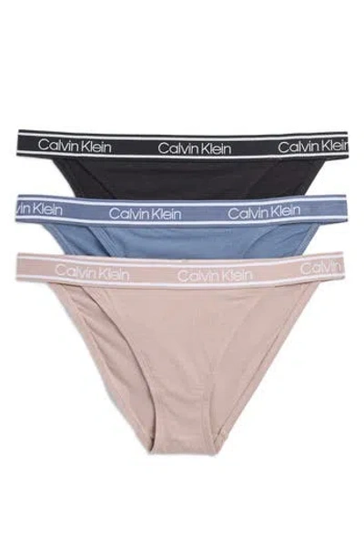Calvin Klein Cheeky String Bikini Panties In Blue/black/fresh