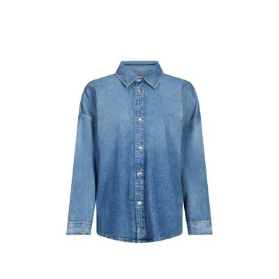 Calvin Klein Chemise Droite En Coton Mélangé In Blue