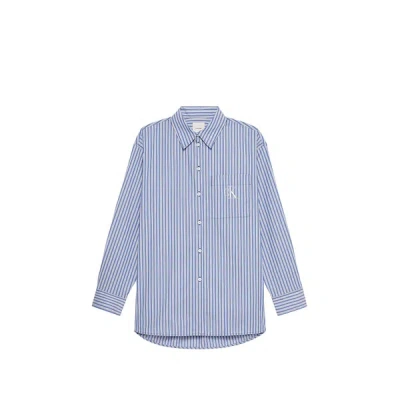 Calvin Klein Chemise Rayée En Popeline De Coton In Blue
