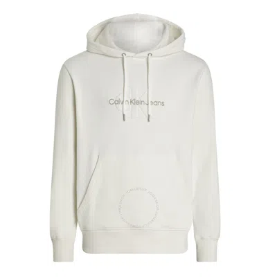 Calvin Klein Chenille Monogram Hoodie In Grey/white