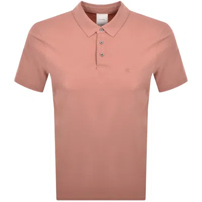Calvin Klein Chest Emblem Polo Sunset Rose In Pink