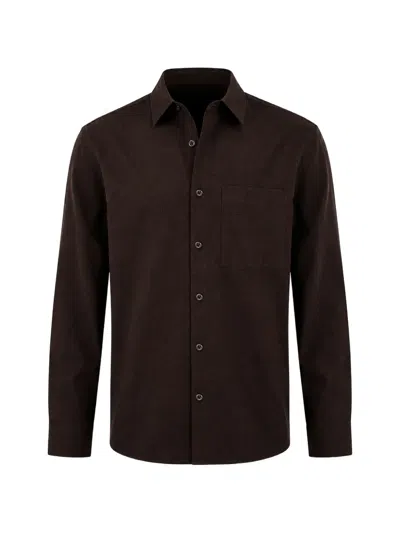 Calvin Klein Chest-pocket Long-sleeve Shirt In Brown
