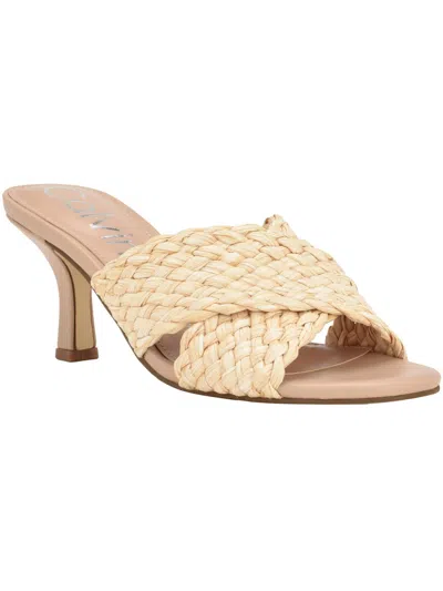 Calvin Klein Chetol2 Womens Woven Slip On Heels In White