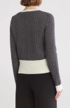 Calvin Klein Chevron Sweater Cardigan In Black/cream