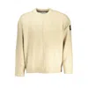 Calvin Klein Chic Beige Crew Neck Sweater With Contrast Details In Beige