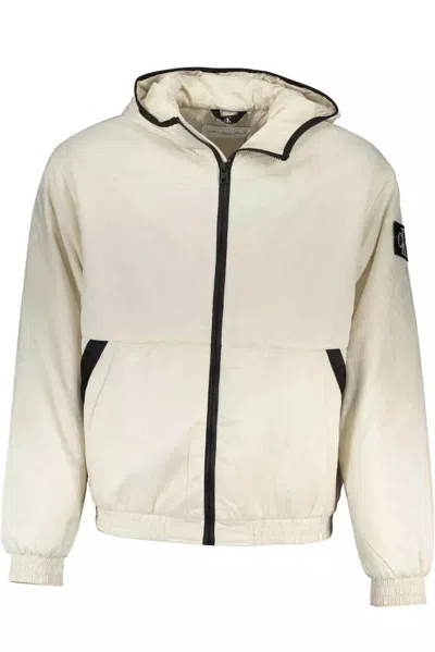 Calvin Klein Logo-patch Zip-up Jacket In Neutrals