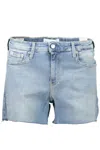 Calvin Klein Chic Light Blue Denim Shorts With Logo Detail In Blue