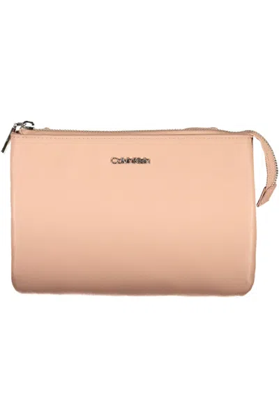Calvin Klein Chic Pink Contrasting Details Shoulder Bag In Beige
