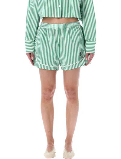 Calvin Klein Chic Stripe Shorts For Women In Green