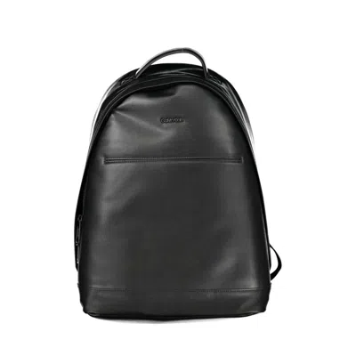 Calvin Klein Logo-plaque Leather Backpack In Black