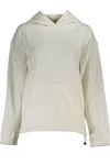 Calvin Klein Chic White Hooded Sweatshirt With Logo Print