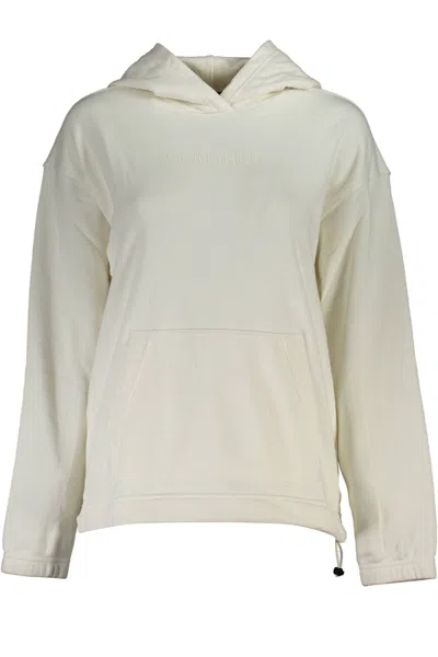 Calvin Klein Chic White Hooded Sweatshirt With Logo Print