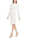 Calvin Klein Petite Chiffon-sleeve Sheath Dress In Cream