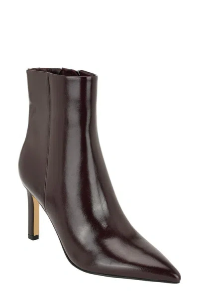 Calvin Klein Chrysta Snake Embossed Faux Leather Bootie In Dark Red