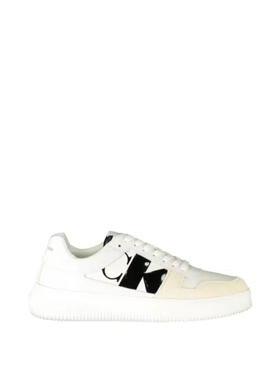 Calvin Klein Chunky Cupsole Logo-appliqué Sneakers In White