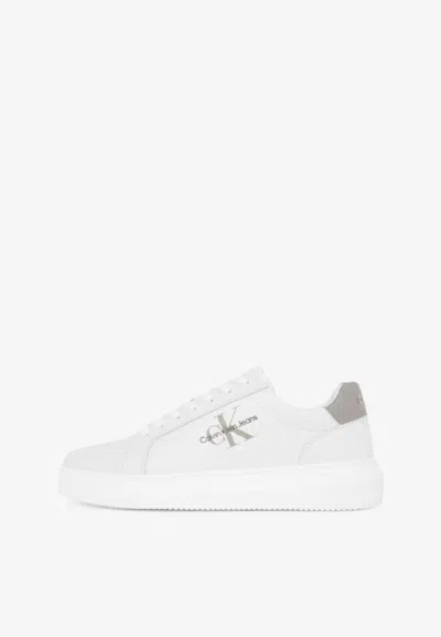 Calvin Klein Chunny Cupsole Sneakers Mono Lth In Bianco