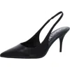 Calvin Klein Dainty 2 Womens Leather Kitten Slingback Heels In Black