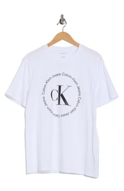 Calvin Klein Circle Monogram Cotton Graphic T-shirt In White