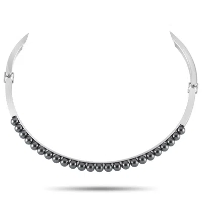 Calvin Klein Circling Stainless Steel Hematite Necklace In Metallic
