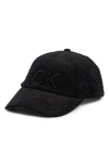Calvin Klein Ck Corduroy Baseball Cap In 001 Black