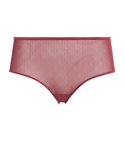 Calvin Klein Ck Emblem Mesh Boyshorts In Burgundy