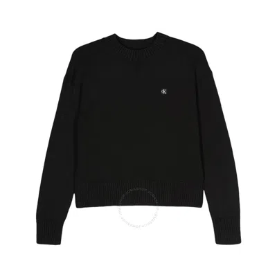 Calvin Klein Logo-appliqué Cotton Jumper In Black
