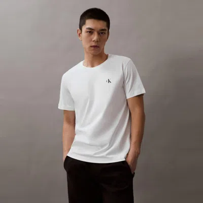 Calvin Klein Ck Jeans春季男士简约撞色印花纯棉透气圆领短袖t恤j322254 In White