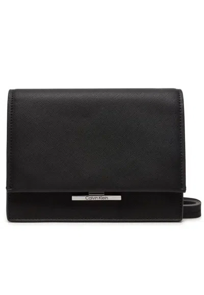 Calvin Klein Ck Liner Crossbody Saffiano Bag In Nero