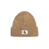 Calvin Klein Ck Seasonal Patch Beanie In Travertine