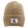 Calvin Klein Ck Seasonal Patch Beanie In Travertine In Multi