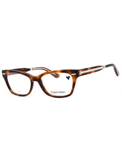 Calvin Klein Tortoiseshell Cat-eye Glasses In Brown