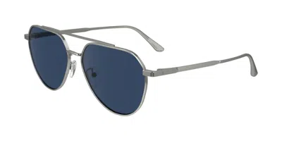 Calvin Klein Ck24100s 045 Men's Sunglasses Silver Size 57 In Blue
