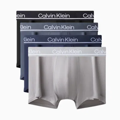 Calvin Klein Ck内衣男士四条装提花轻薄高弹低腰防夹臀四角裤平角内裤np2755o