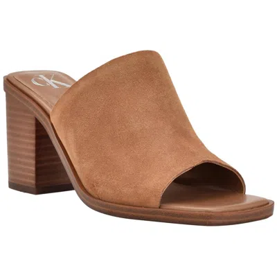 Calvin Klein Clancy Womens Square Toe Casual Block Heel In Brown