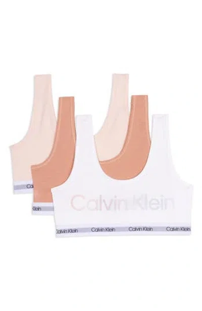 Calvin Klein Kids'  Classic Bralette In Beige/white