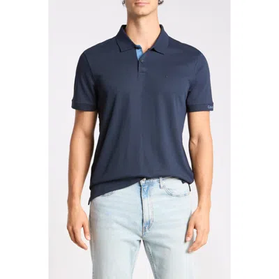 Calvin Klein Classic Fit Embroidered Polo In Blue