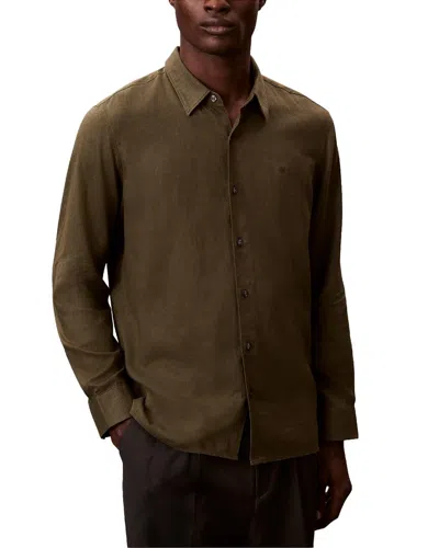 Calvin Klein Classic Linen-blend Shirt In Green