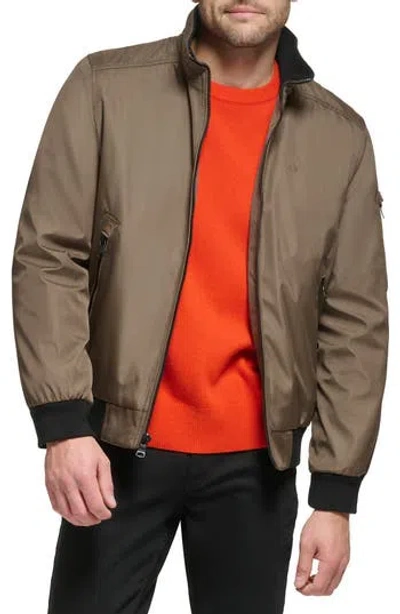 Calvin Klein Classic Water Resistant Bomber Jacket In Dark Tan