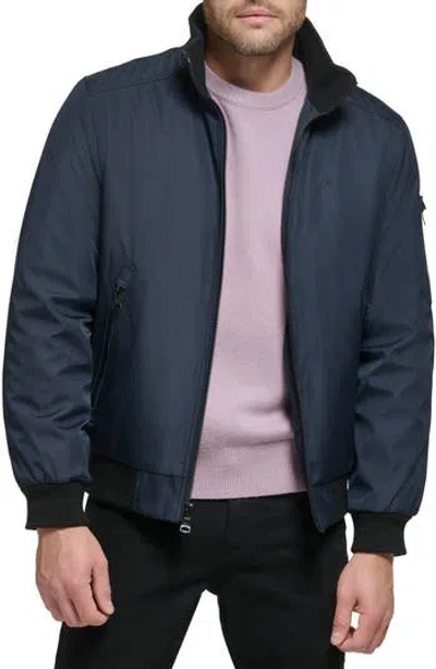 Calvin Klein Classic Water Resistant Bomber Jacket In True Navy