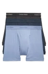 Calvin Klein Classics 3-pack Cotton Boxer Briefs In Ink,charcoal Heather,troposphere