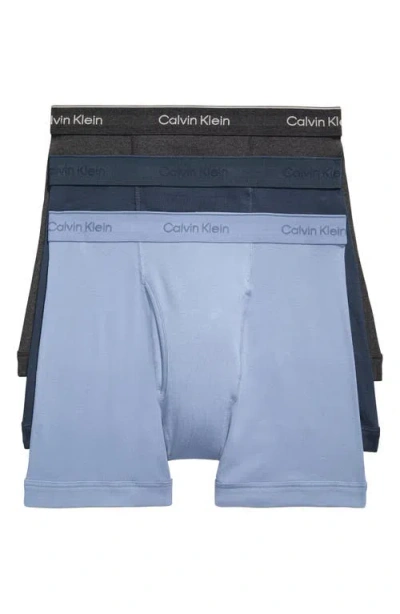 Calvin Klein Classics 3-pack Cotton Boxer Briefs In Prime Ink/ Charcoal