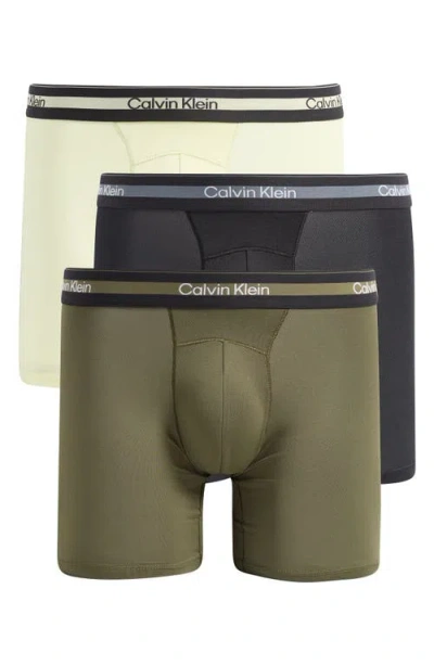 Calvin Klein Classics 3-pack Cotton Boxer Briefs In Dark Sapphire/em Green/hb