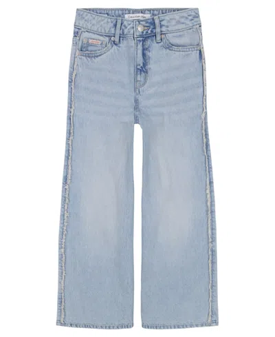 Calvin Klein Kids' Clavin Klein Big Girls Denim Wide Leg Jeans In Gray